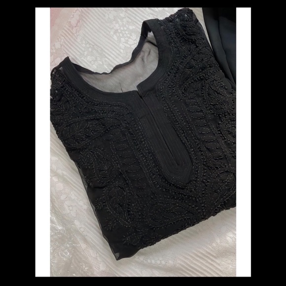 Alfah finery’s black chikankari suit | Fabric - Georgette - Picture 4 of 6